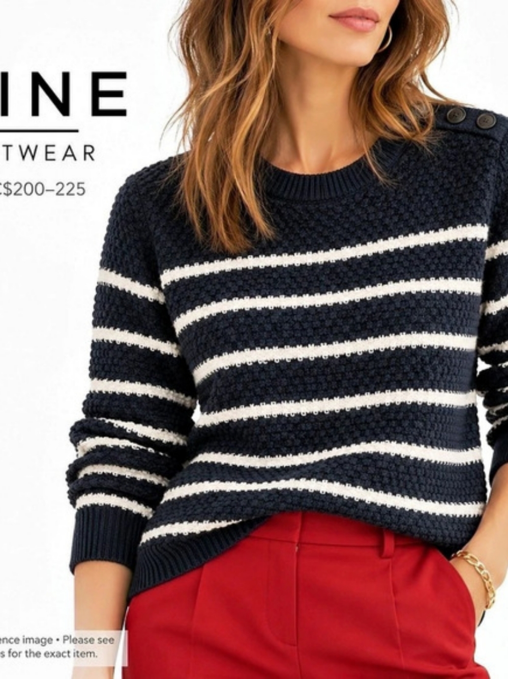 LINE Striped Knit Sweater in Blue & White Size Small -Quiet Lux, natural fiber
